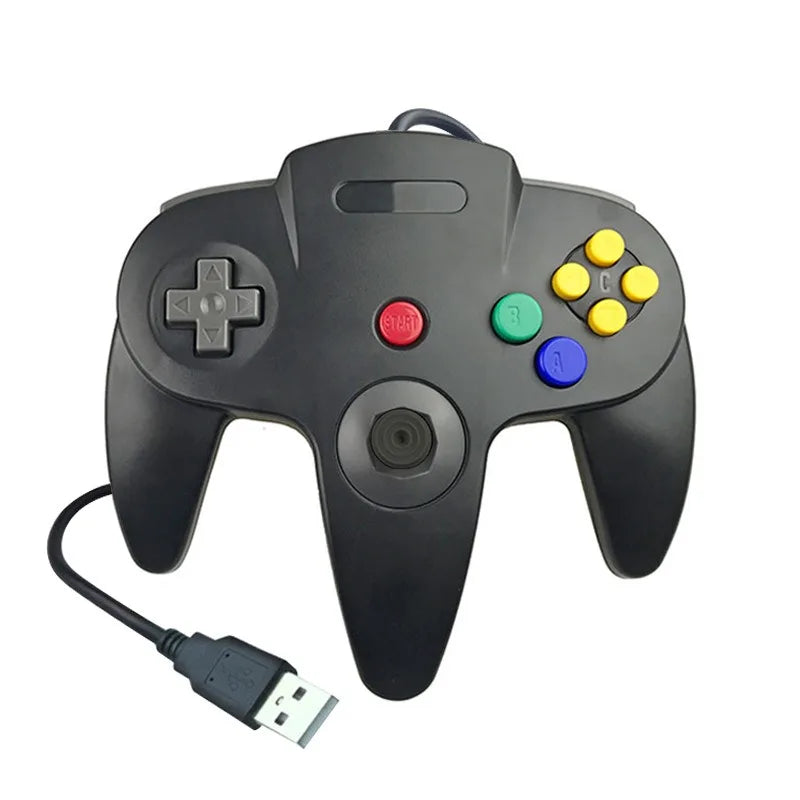 Wired USB Game Controller N64 Shape Gamepad Classic N64 Style Joystick for PC Computer Retro Video Game Playing Plug and Play