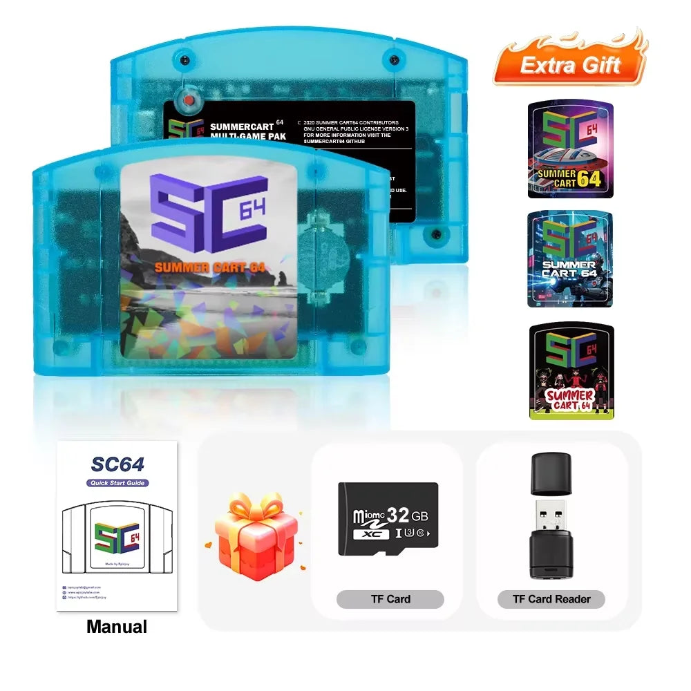 EPICJOY SummerCart 64 SC64 Open Source Game Card N64 with Built-in Emulator For N64 Console Gift 32GB TF Card 5400 Games