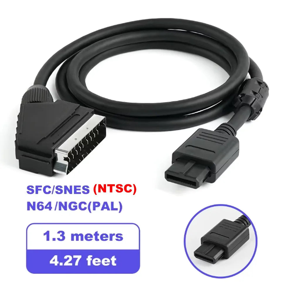RGB SCART Cable for Saturn, 1.3m Composite Video On SYNC