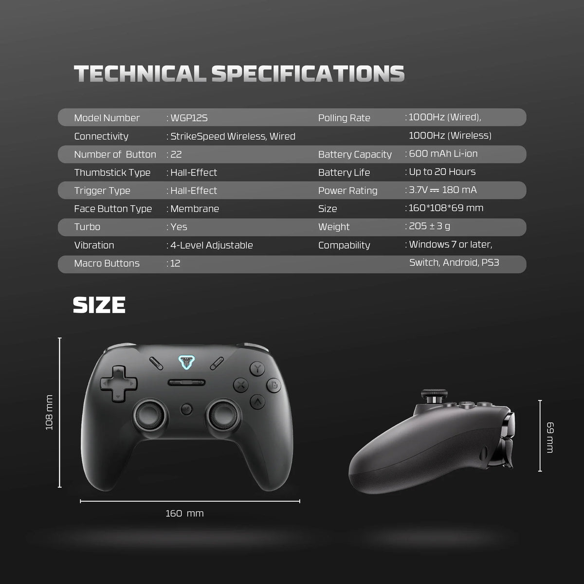 FANTECH REVOLVER III WGP12S Wireless Gamepad, Hall Triggers, PS4