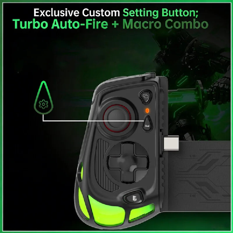 Ab50 Gaming Controller Type-C Plug Play Rgb Compatible With Android Ios Turbo Auto Fire Macro Combo For Mobile Shooting Games