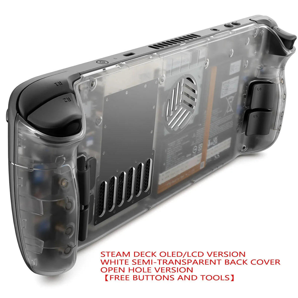 JSAUX Steam Deck Transparent Rear Cover, Open Hole, OLED/LCD