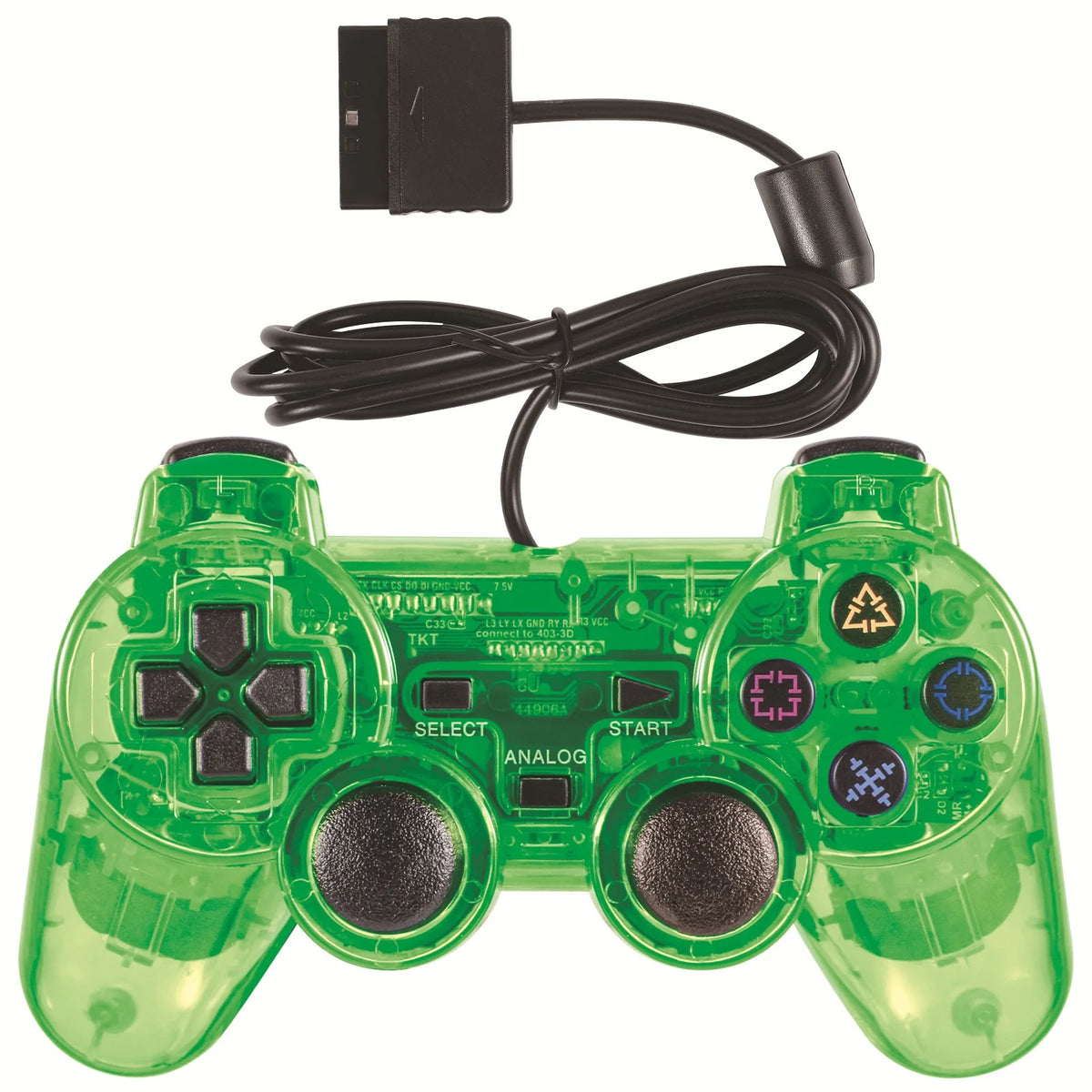 Transparent Wired Controller for PS2 and PS1, Vibration Gamepad