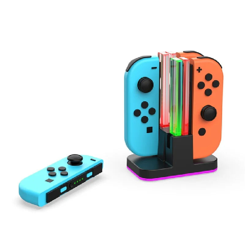 Switch Game Accessories Joy Con Charging Dock For Switch Oled Rgb Light 4 Slots Fast Charging Stand Holder With Led Indicator