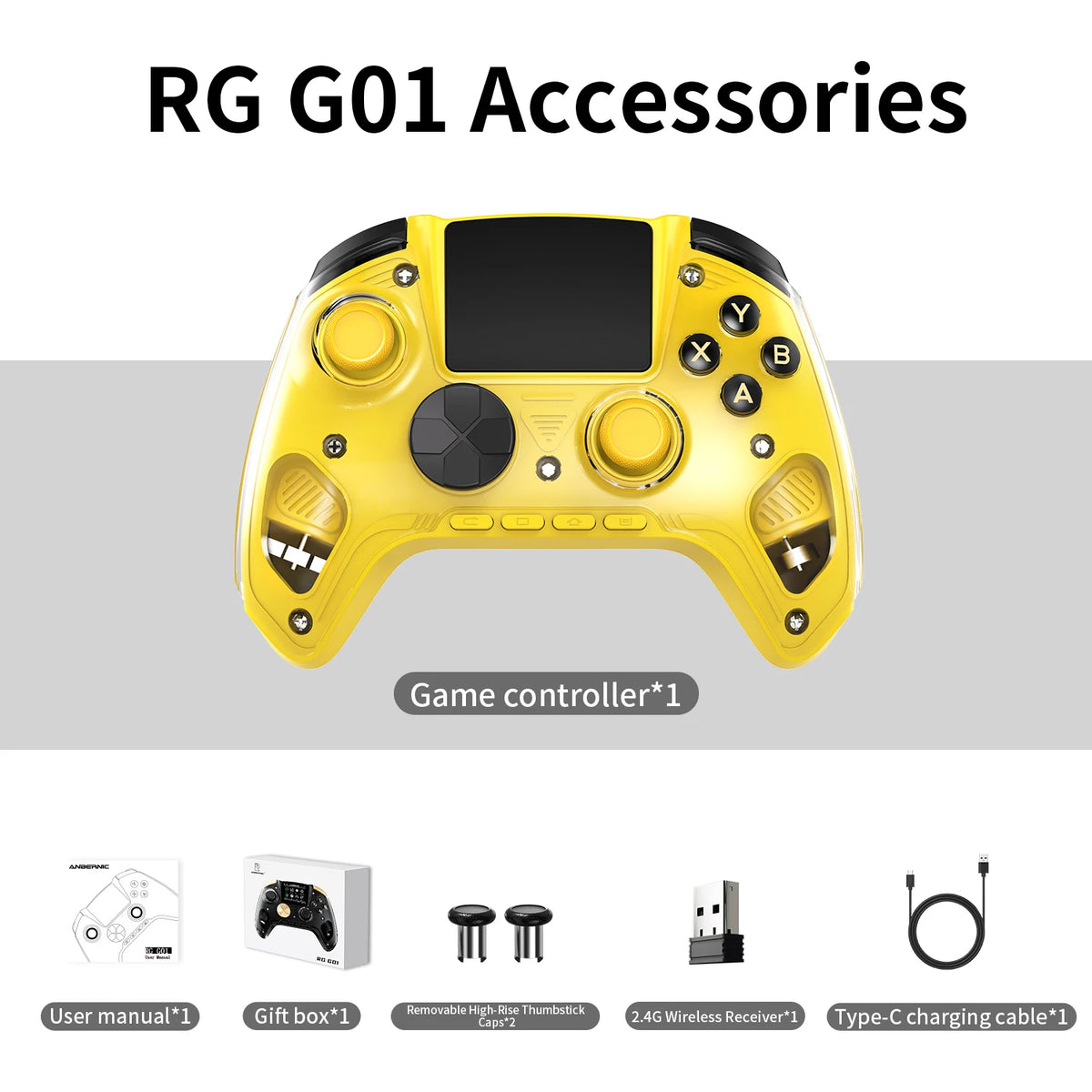 ANBERNIC RG G01 Controller, Hall Effect Gamepad with IPS Screen