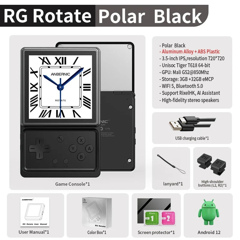 Anbernic RG Rotate Android Handheld, 3.5-inch Rotating Screen