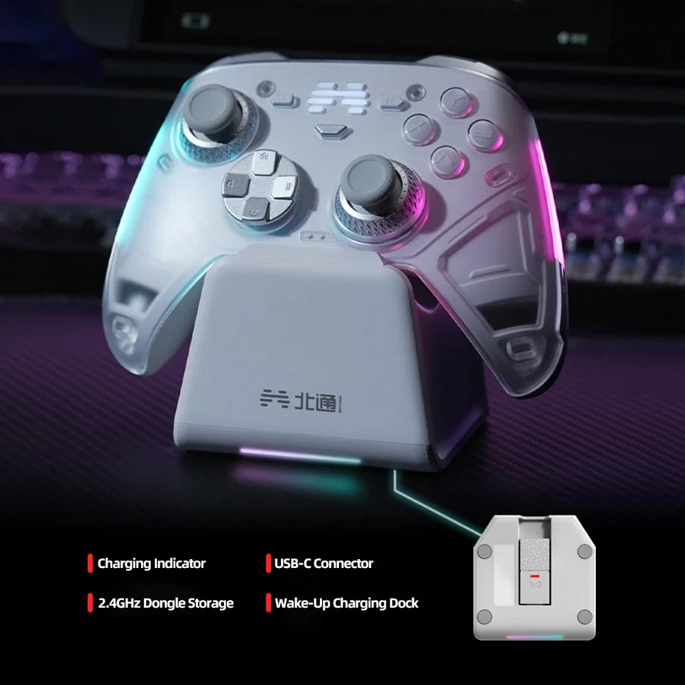 BEITONG KP70 Haptic Feedback Wireless Game Controller, Dual Auto-Sense Trigger, 6 Back Paddlesfor PC/Switch/iOS/Android/Steam