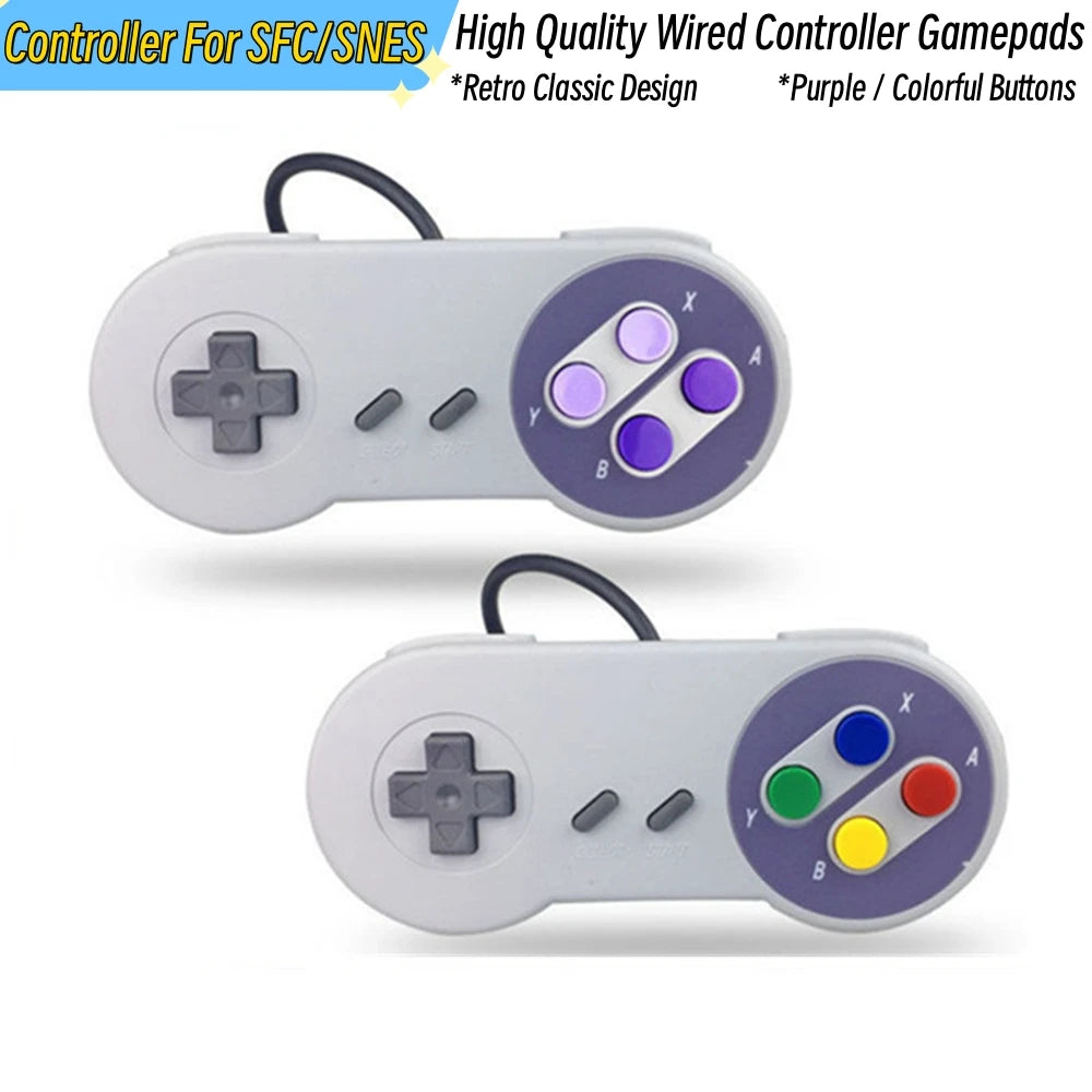 SFC/SNES Replacement Controller Gamepad, Purple Colorful Buttons