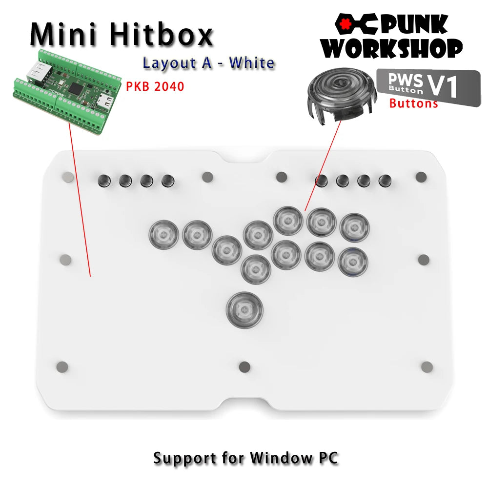 Punk Workshop Ultra BOX HitBox Controller SOCD Supported Fighting Stick for PC with PKB 2040 PWS V1 Mechanical Buttons