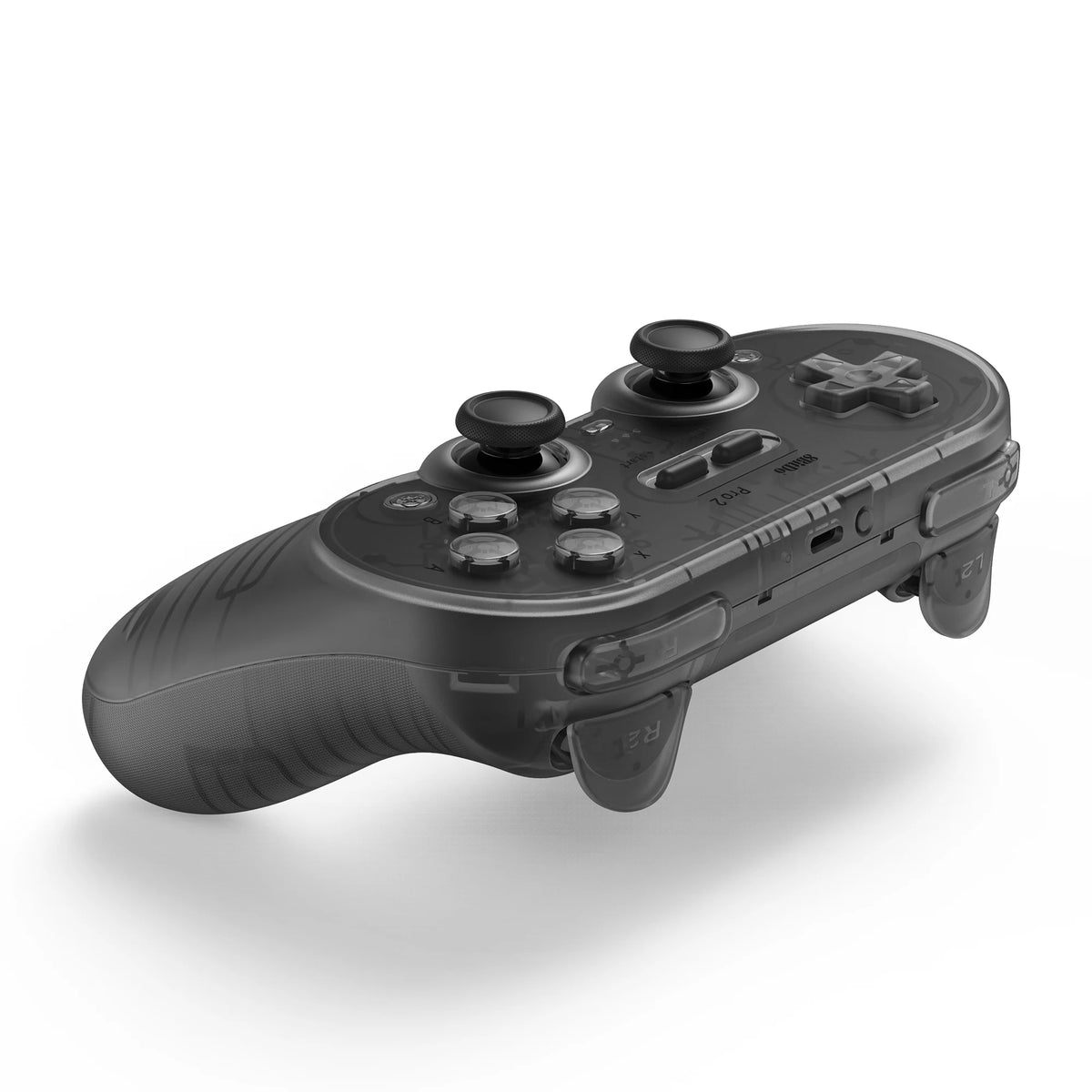8BitDo Pro 2 Bluetooth Controller Gamepad Handle for Nintendo Switch 2, PC, Mac Transparent Black Edition)