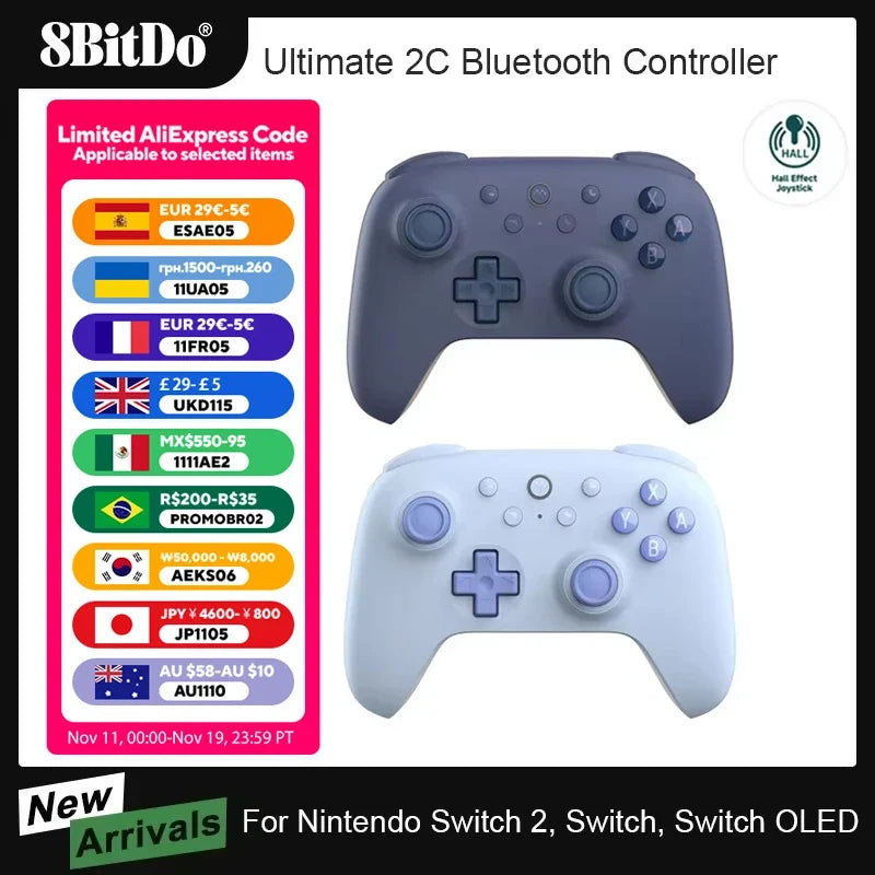8BitDo Ultimate 2C Bluetooth Controller for Switch 2, Hall Sticks