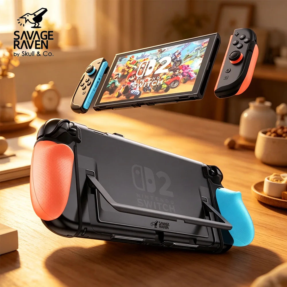 Savage Raven by Skull & Co. FissionGrip Dockable Revolutionary Split Protective Case for Nintendo Switch 2 Case Accessories