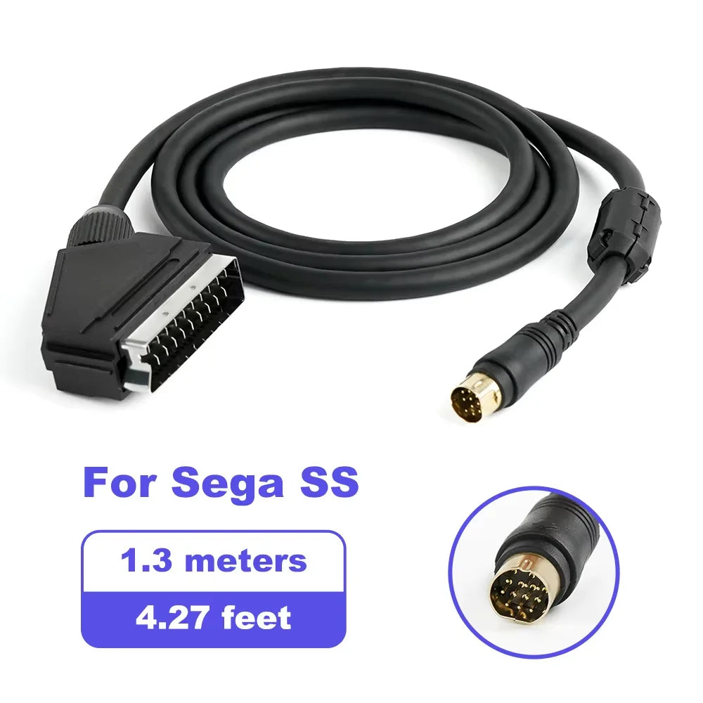 RGB SCART Cable for Saturn, 1.3m Composite Video On SYNC