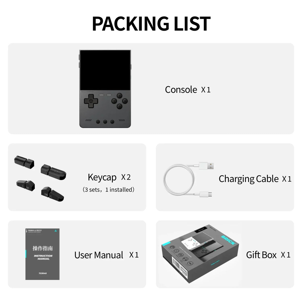 Trimui Brick Hammer 3.2 Inch IPS Retro Handheld, Metal Body