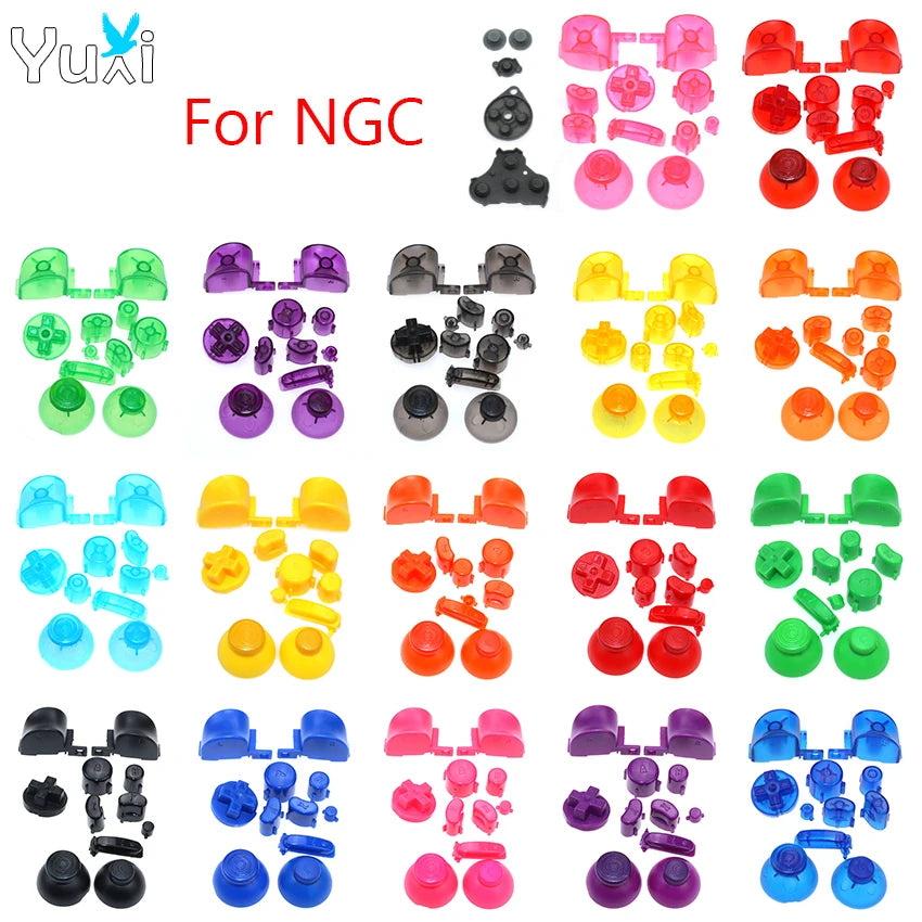YuXi For GameCube ABXY L R Z D-Pad Button Kit Thumbstick Cap & Conductive Rubber Replacement for NGC Controller