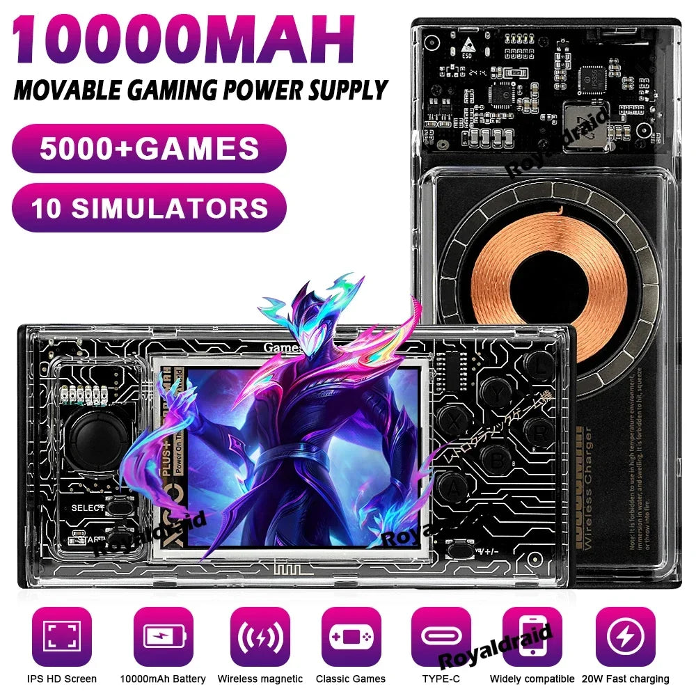 A10 Handheld Game Console and 10000mAh Power Bank, 2-in-1