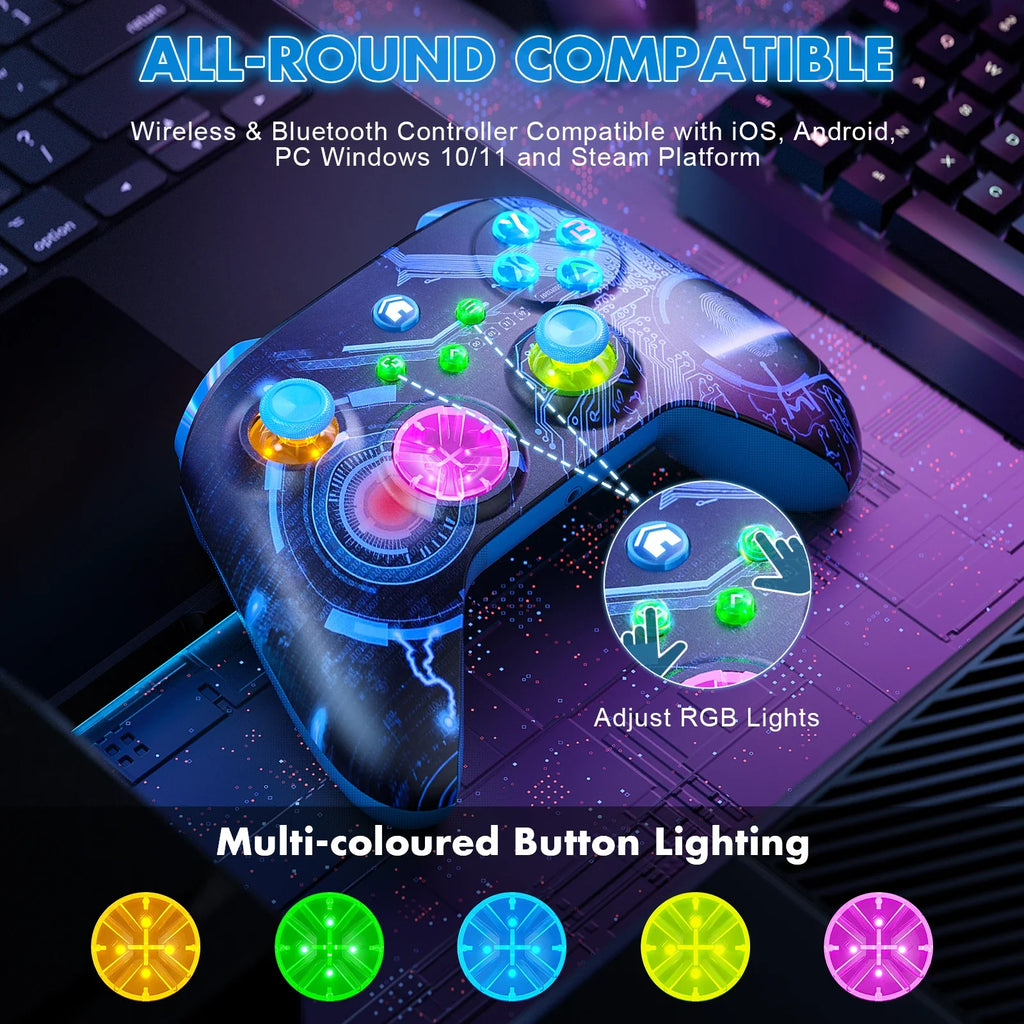 Wireless Joysticks For Xbox One/Xbox One S/X/Xbox Series X/S/Pc Gamepad With Turbo Function/6-Axis/RGB Controller