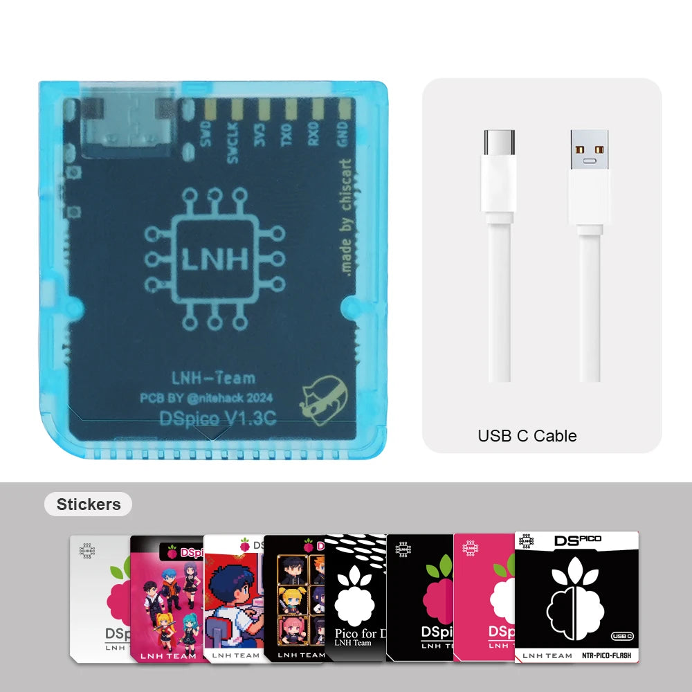 Chisfamily USB-C DSpico Game Reader Adapter 16 MBit Ultra-Low Power With LED RP2040 MCU for Nintendo DS, NDSL, DSi, 3DS Consoles