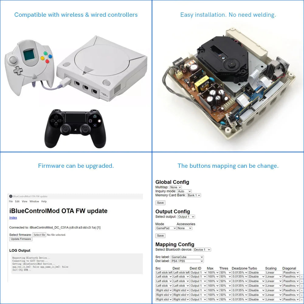 iBlueControlMod Dreamcast Internal Bluetooth Controller Adapter