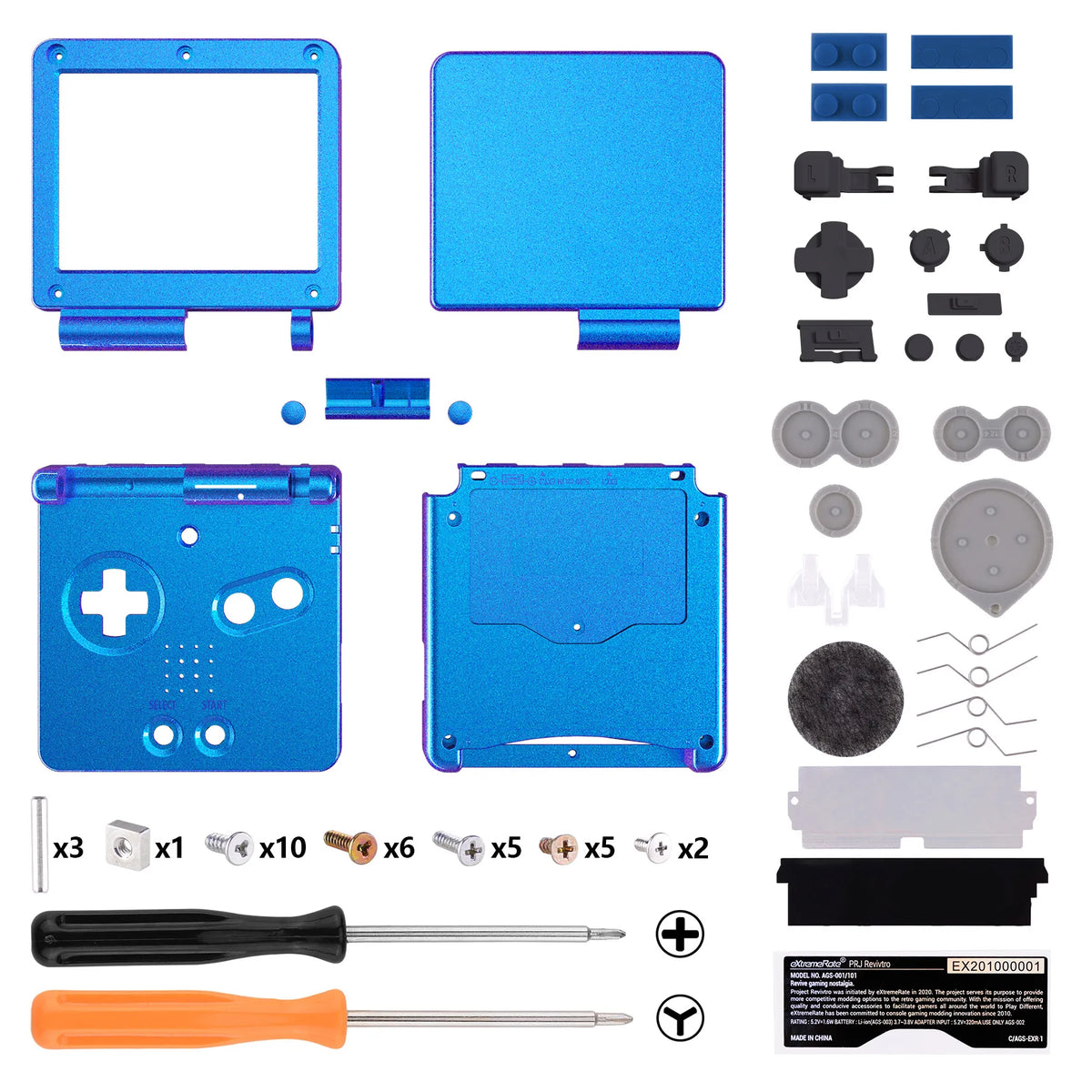 eXtremeRate Replacement Housing Shell for Gameboy Advance SP (GBA SP) - Chameleon Green Purple