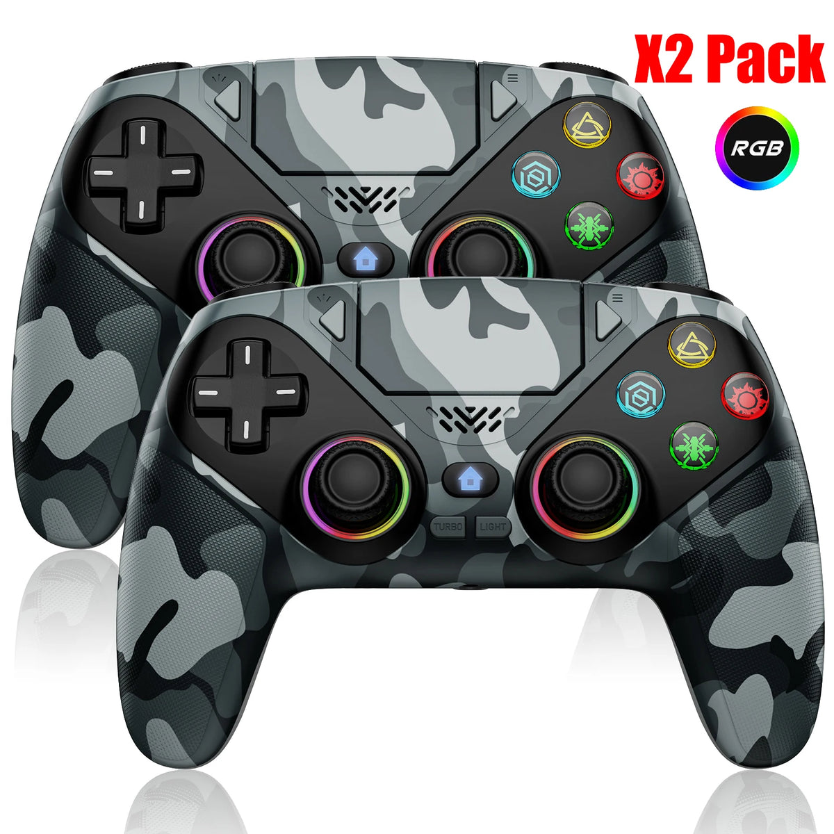 Controller For Playstation 5 PS5/PS5 Pro/Slim/PC,RGB Wireless BT Game Joystick Hall Effect 6 Axis Gyro Dual Shock Turbo Gamepads