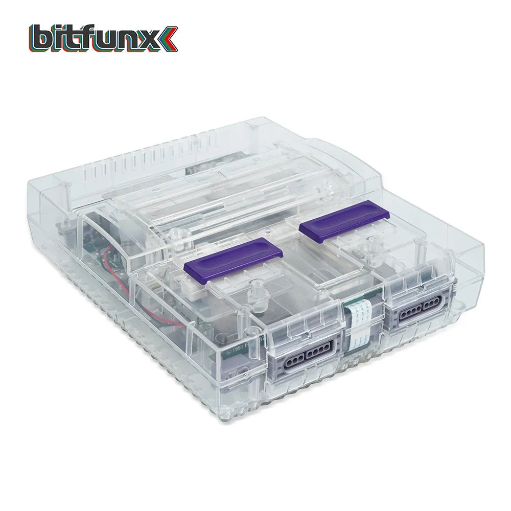 Bitfunx SNES Replacement Shell Transparent Case for Nintendo SNES SFC US Version Retro Gaming Consoles Translucent Black