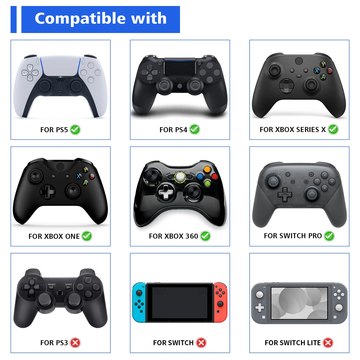 PlayVital Cute Thumb Grips Joystick Cover Thumbstick Caps for PS5/4, Xbox Series X/S, Switch Pro - Animal Series