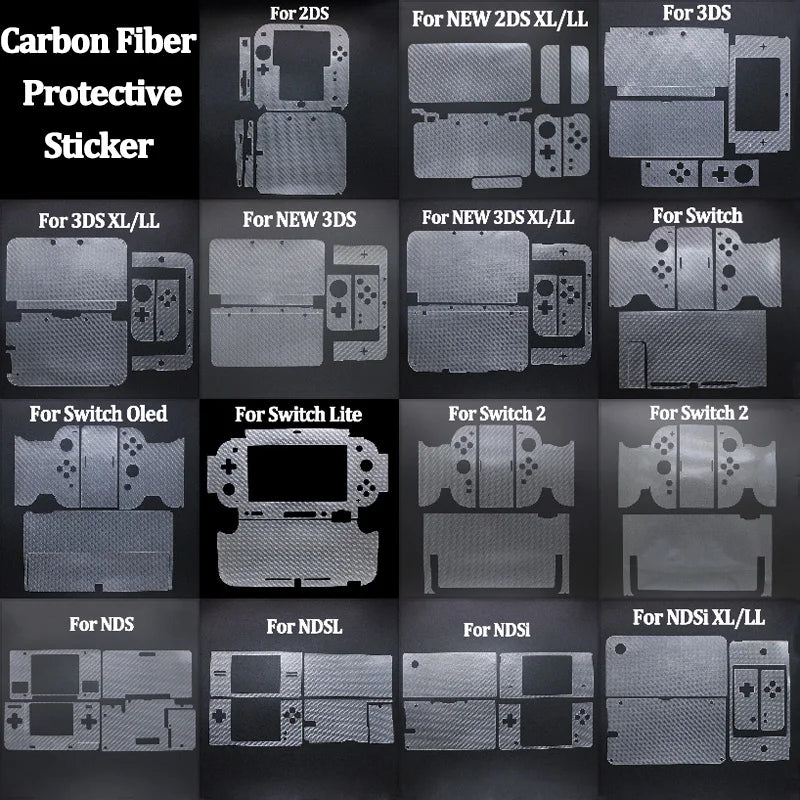 1PC Anti Scratch Carbon Fiber Full Body Skin Sticker Protective Film For 2DS/3DS/New 2DSXL/3DSXL/NDSL/NDSI XL/Switch/2/Oled/Lite