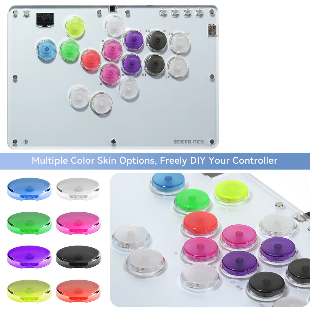 Haute42 23.5MM/25.8MM Hitbox Button Caps For Leverless Controller 8Pcs Cross Keycaps For Stickless Hitbox Controller Keycaps
