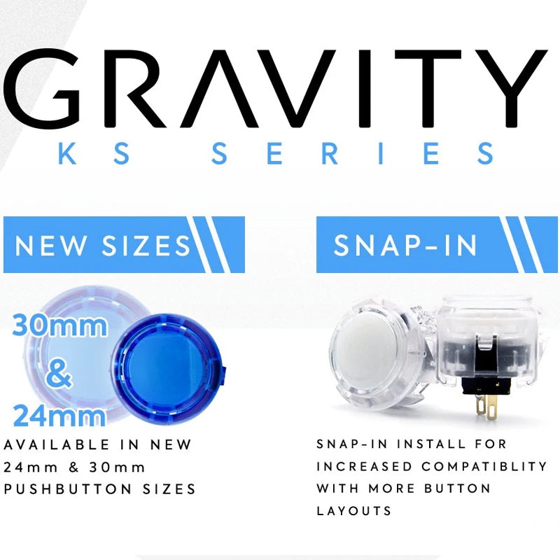 QANBA Gravity KS Clear Snap-In Pushbuttons 24mm 30mm, 6 Pcs