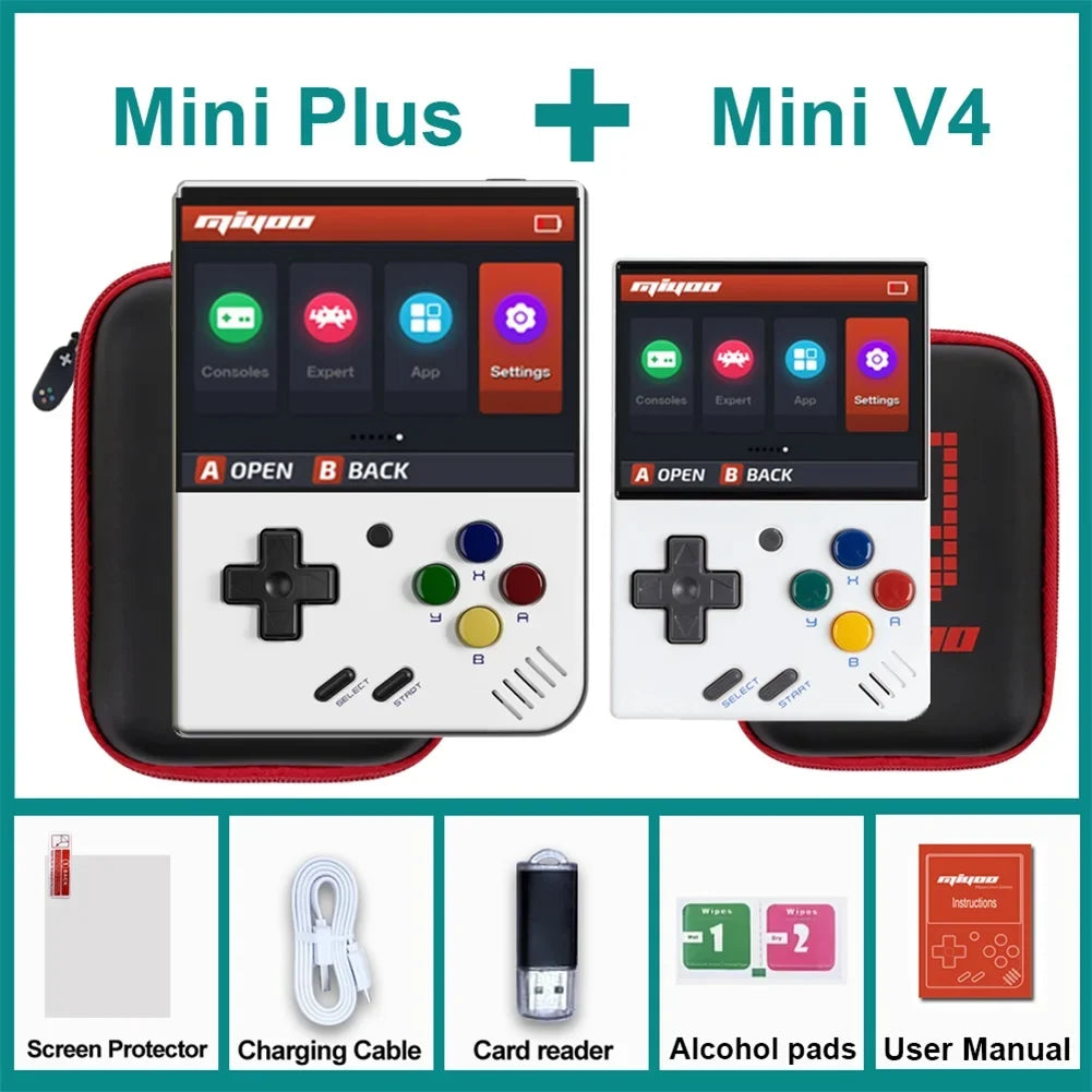 MIYOO Mini Plus + V4 Combination Portable Retro Handheld Game Console 3.5/2.8''IPS Screen Classic Video Game Console Gaming Gift