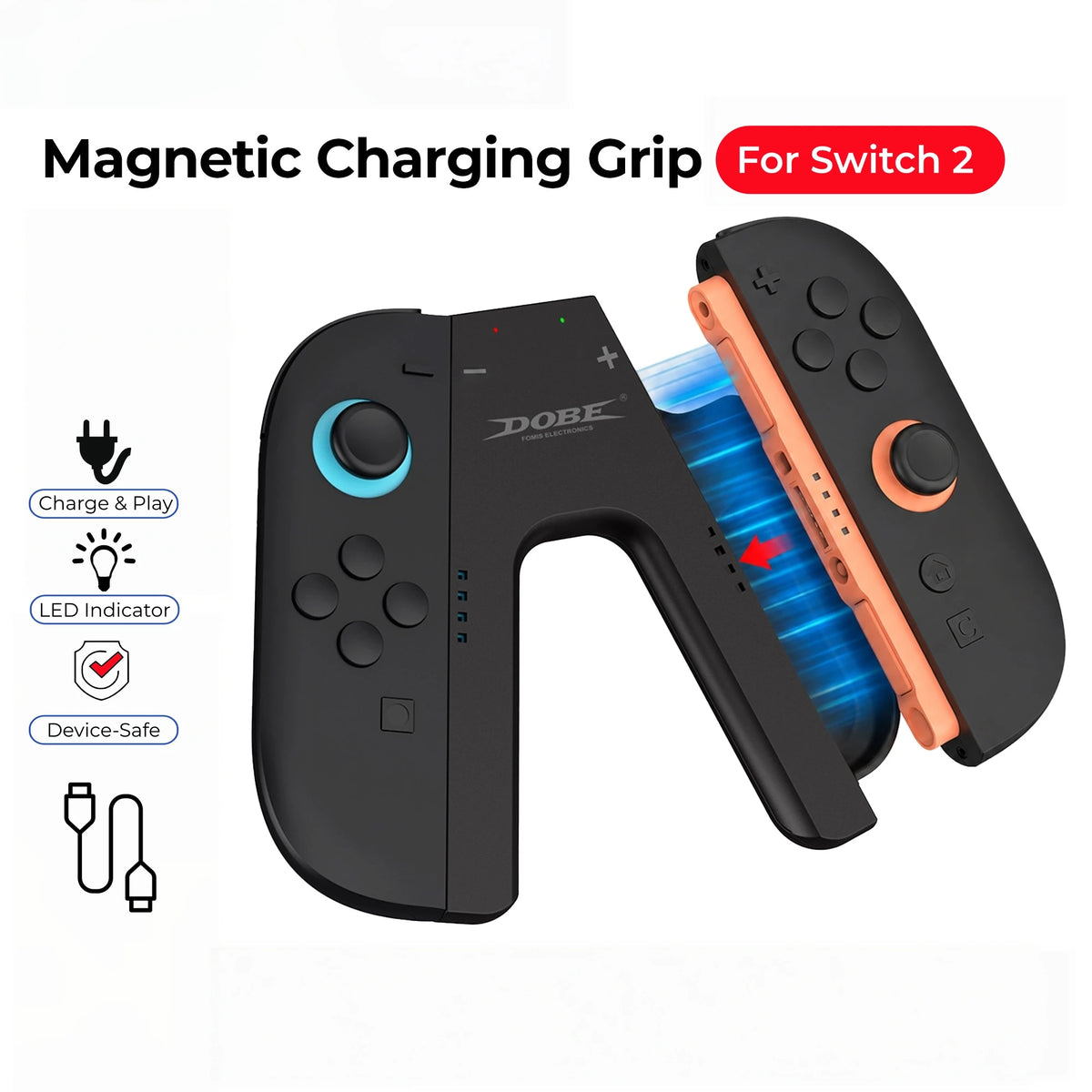 Nintendo Switch 2 Magnetic Charging Grip for Joy-Con Controllers