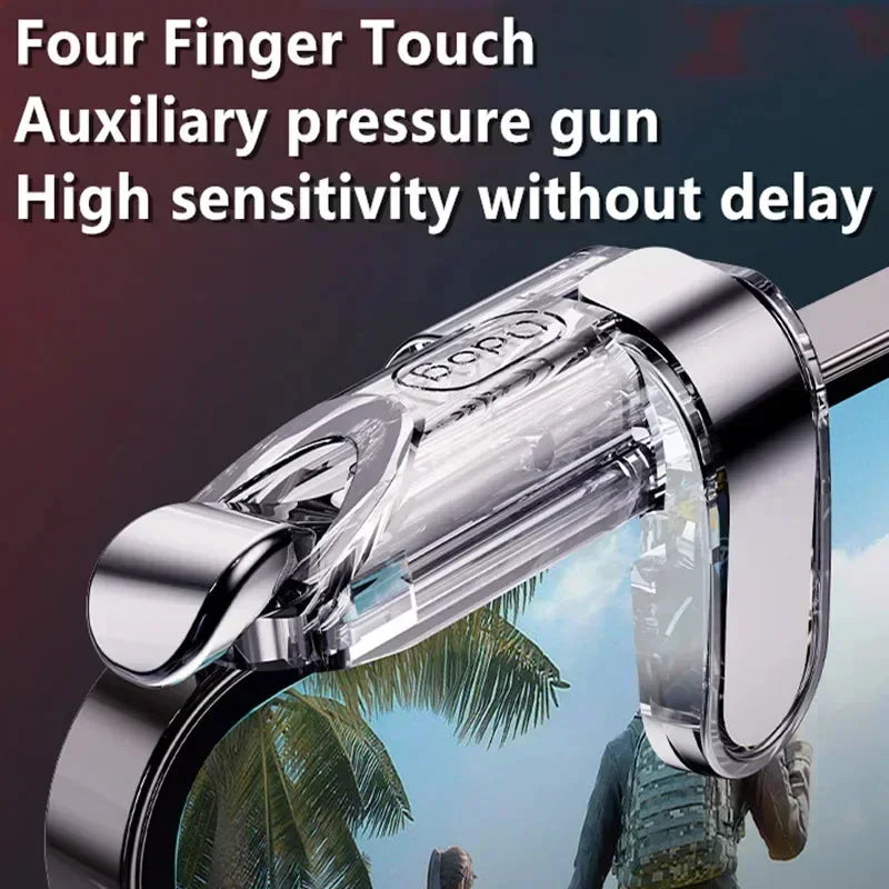 K03 Mobile Phone Game Trigger Controller 4 Fingers PUBG Gamepad Joystick Aim Shooting L1 R1 Alloy Key Button for iPhone Android