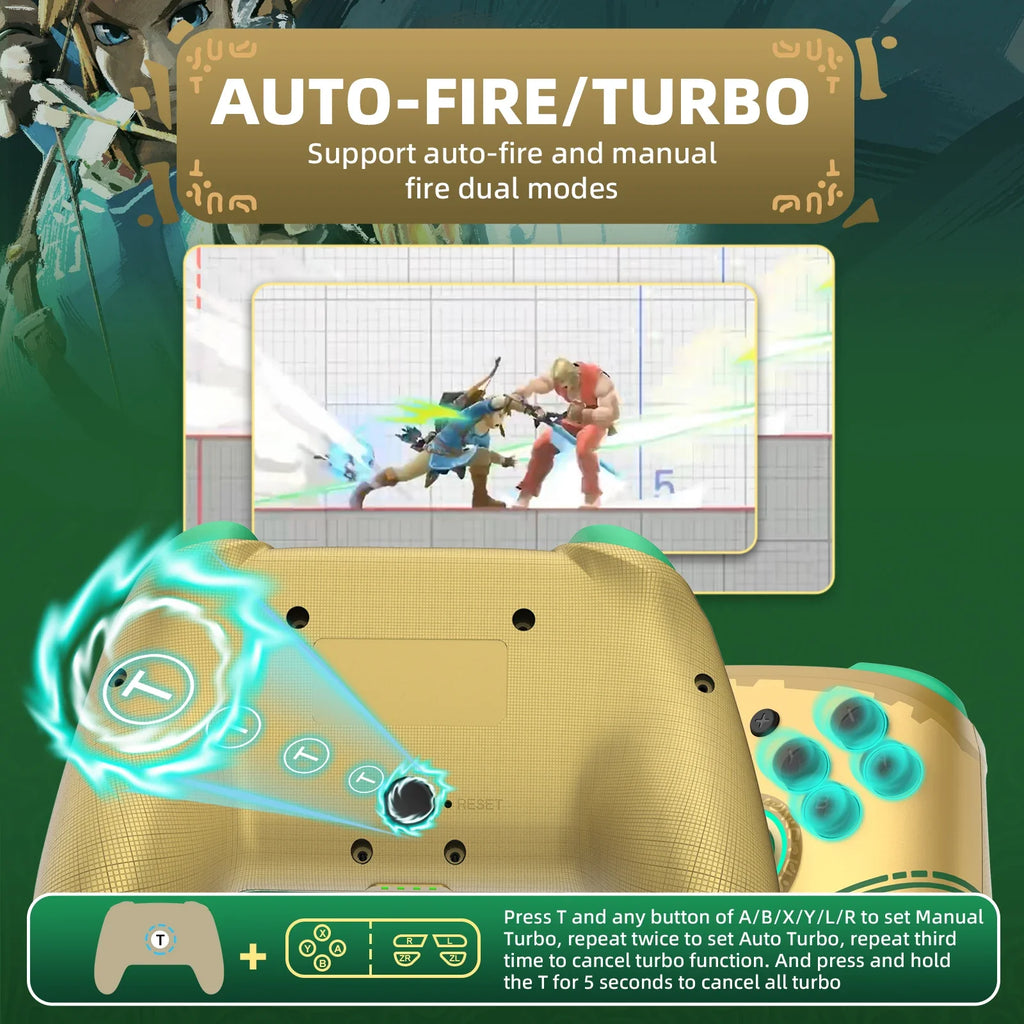 IINE Golden-Green Wireless NFC Pro Controller for Nintendo Switch