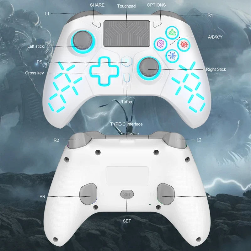 Bonacell Wireless Controller for PS5 PC Steam iOS, Turbo, 6-Axis