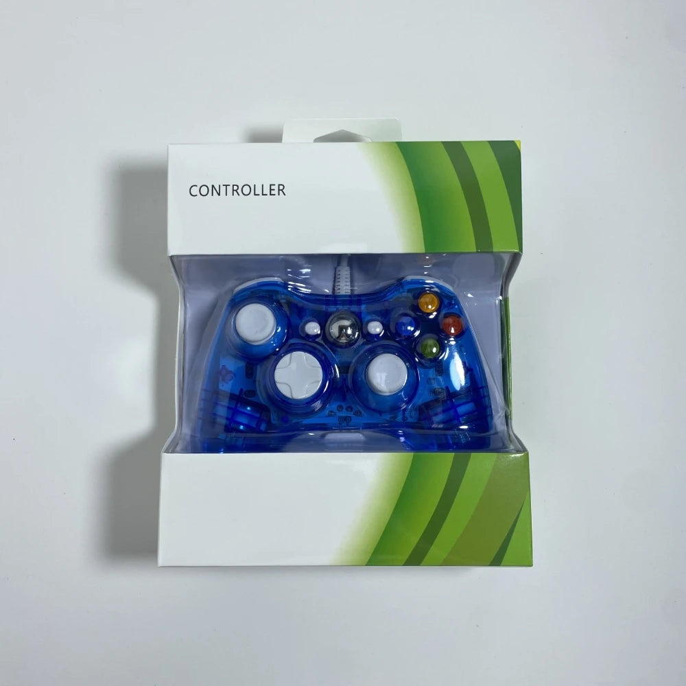Quality USB Wired Controller Gamepads for Xbox 360 Transparent Shell Joystick Gamepad For Windows PC Computer With LED Light