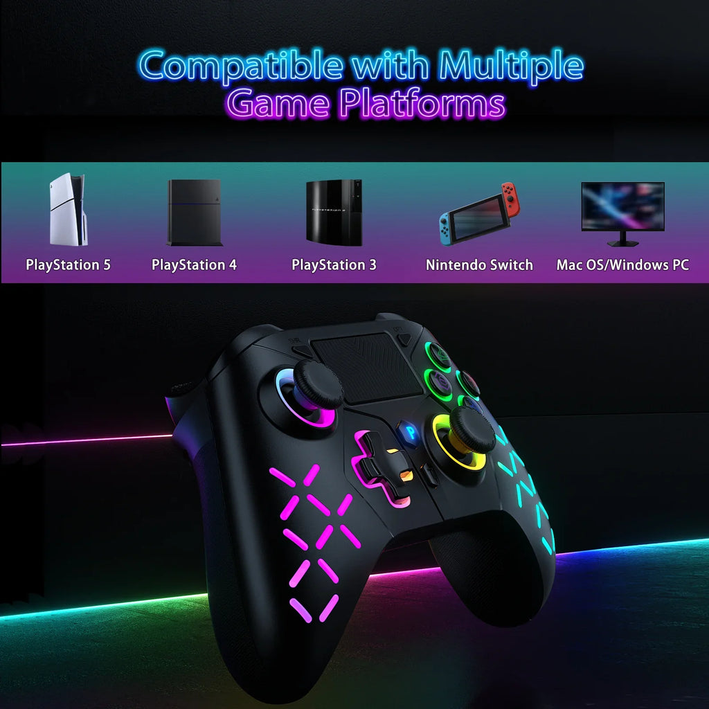 Bonacell Wireless Controller for PS5 PS4 PS3 PC Switch with RGB
