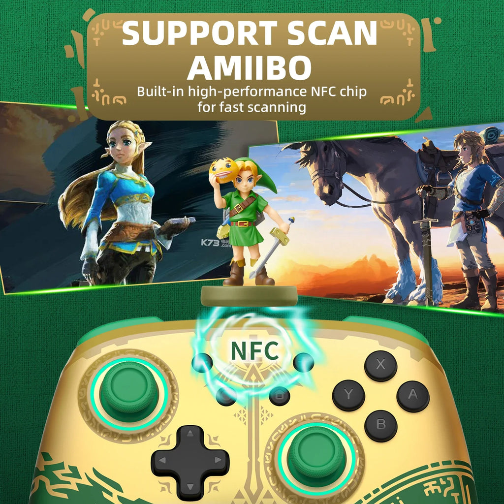 IINE Golden-Green Wireless NFC Pro Controller for Nintendo Switch