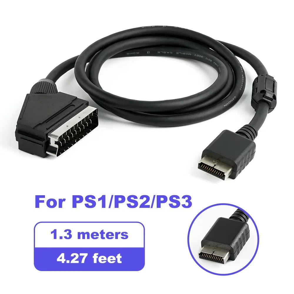 RGB SCART Cable for Saturn, 1.3m Composite Video On SYNC