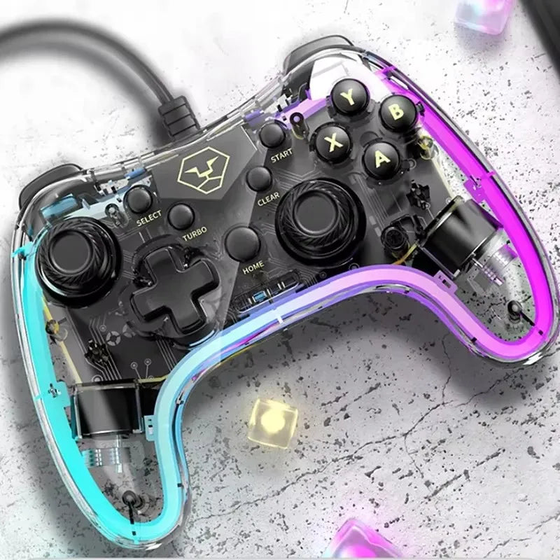 Aolion RGB Wired Gamepad Controller Multi-Use Gaming Controller with Vibration Motor for Ninten-do Switch PC PS3