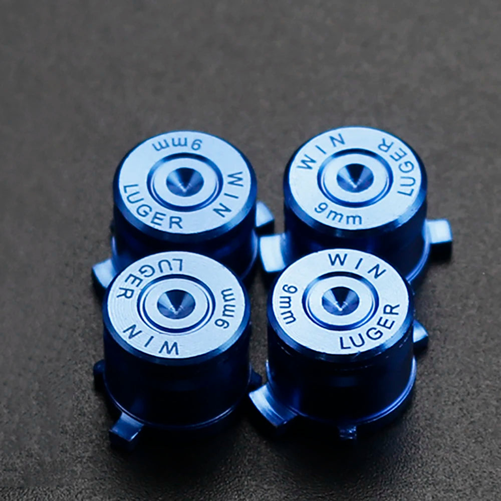 PS4 Thumb Grip Metal Thumb Grips Aluminum Replacement ABXY Bullet Buttons Thumbsticks Chrome D-pad for PS4 SLIM PRO Controller