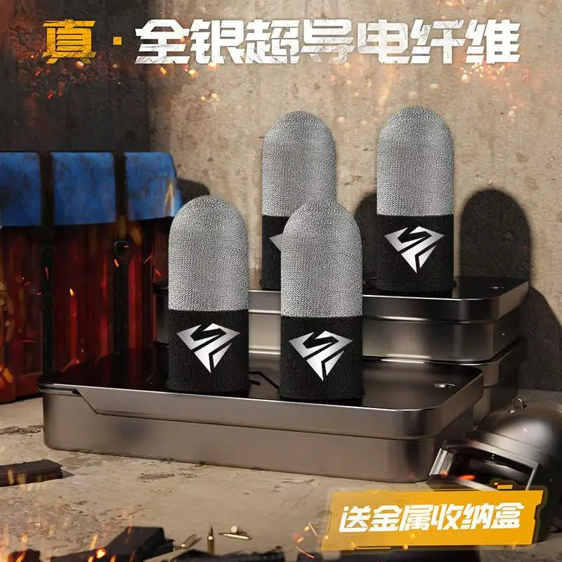 1/2 Pairs Mobile PUBG Game Silver Fiber Fingertip Gloves Sweatproof Anti-slip Touch Screen Gaming Breathable Finger Sleeve Cover