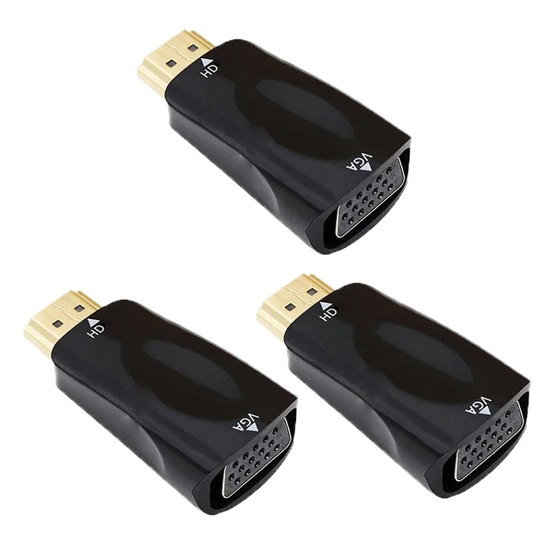 1-5pcs HDMI-compatible to VGA Cable Converter Male To Famale Converter Adapter 3.5mm Jack Audio HD 1080P For PC Laptop Tablet