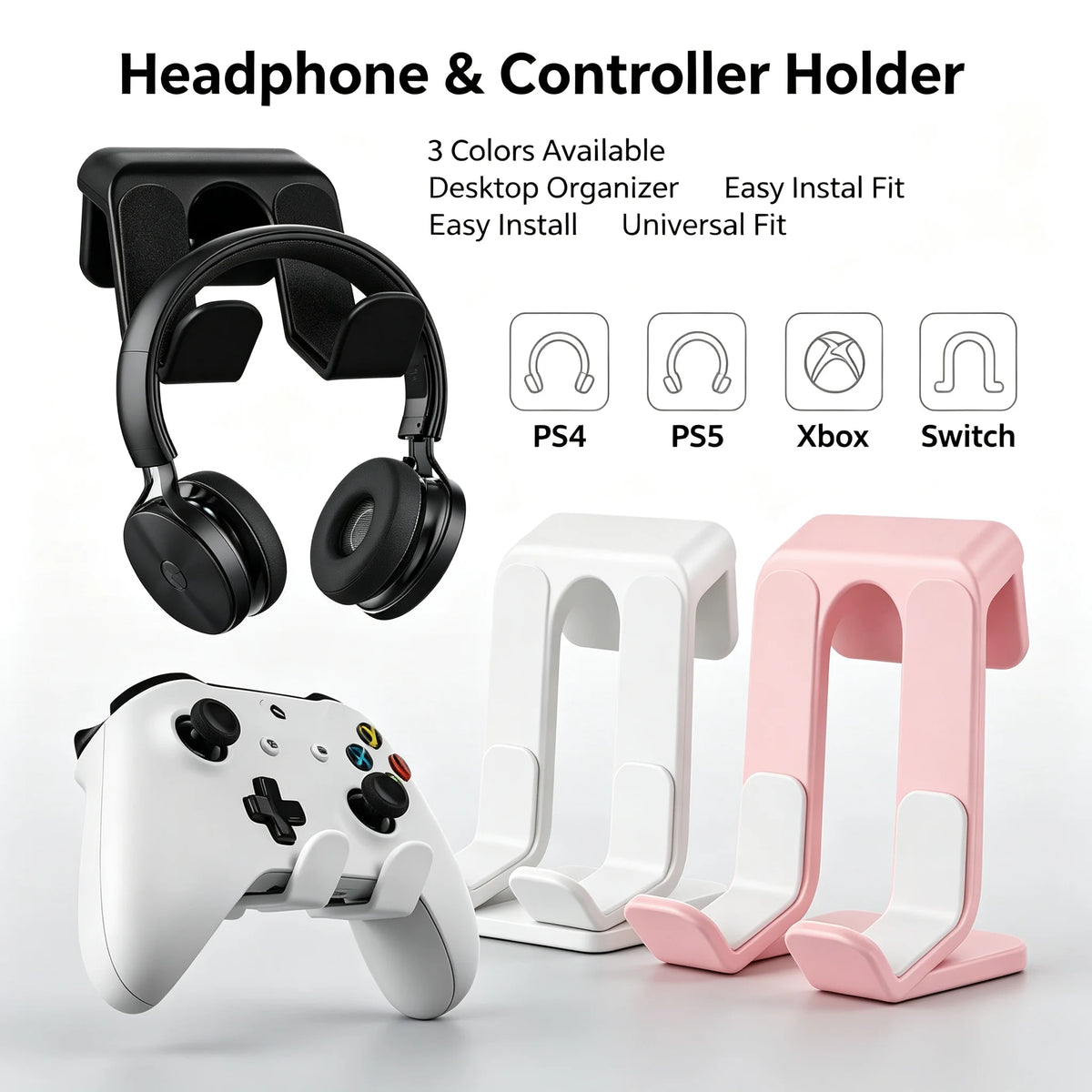 Stand Holder For PS5 PS4 Switch Pro Xbox One Game Controller Wall Mount Gamepad Headphone Headset Hanging Bracket Hanger