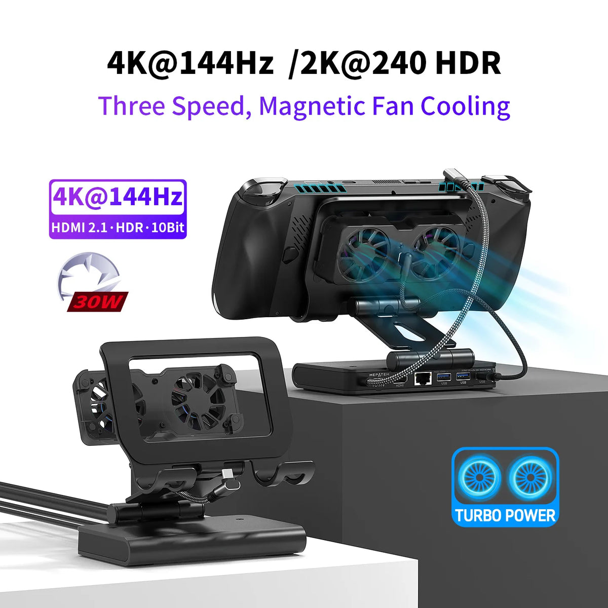 100W Switch 2 Docking Station with Dual Cooling Fan 4K 60Hz HDMI 1000Mbps Ethernet Port For Dock ROG Ally Ally X Steam Deck