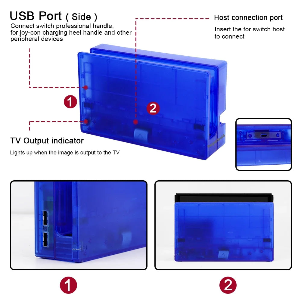 Transparent For Switch Charging Dock HDMI-Compatible TV Dock Charger Station Stand For NS Switch TV DOCK Charging Base