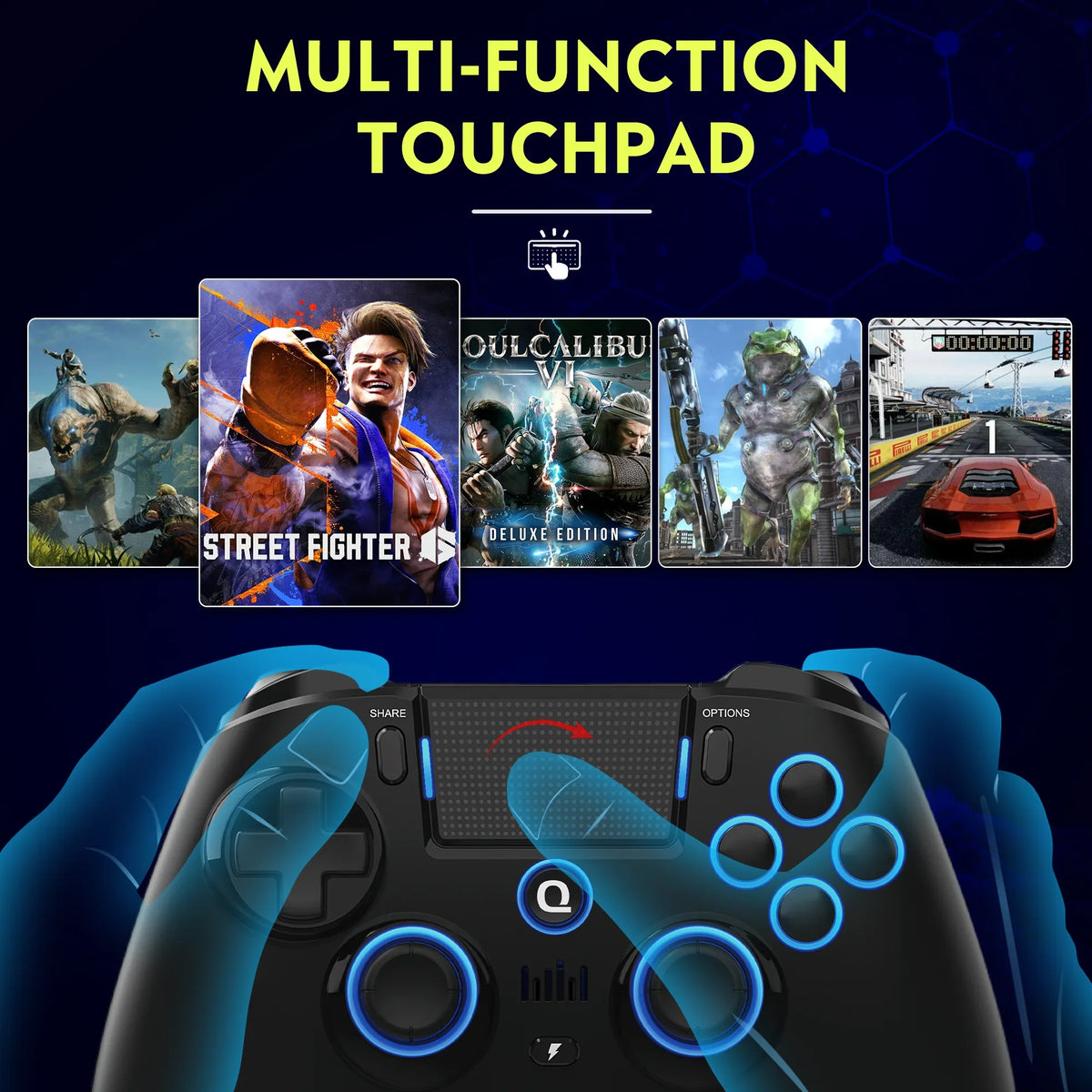 QRD Spark N5 Wireless Controller for PS5 PS4 PS3 PC Hall