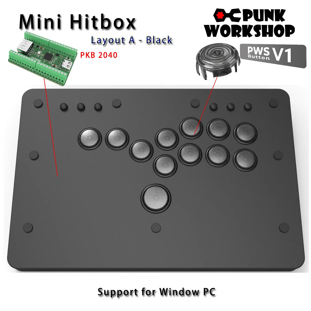 Punk Workshop Mini Hitbox V3 SOCD Fighting Stick for Switch/PC