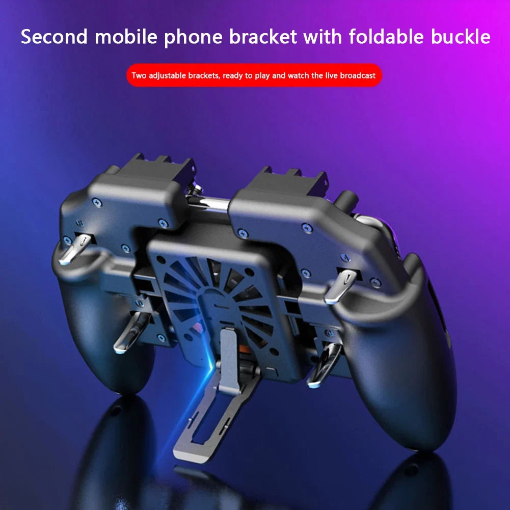6 Fingers Cooling Button Gamepad Mobile Gaming Dustproof Portable Carrying Decor for PUBG Game Controller Joystick