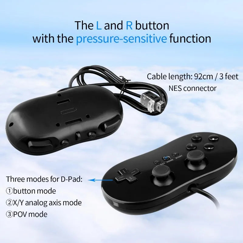 Classic Wired Controller for Wii and Wii U, White or Black